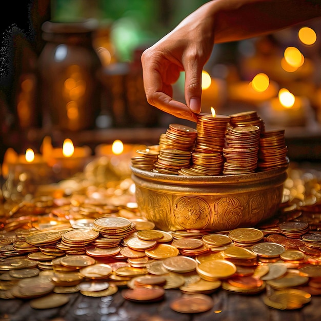 Ancient Gold Coins Jewelry On the Table