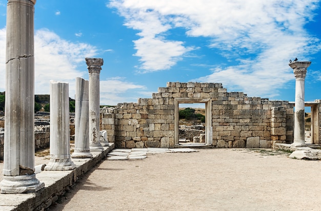 Ancient Greek church and marble columns