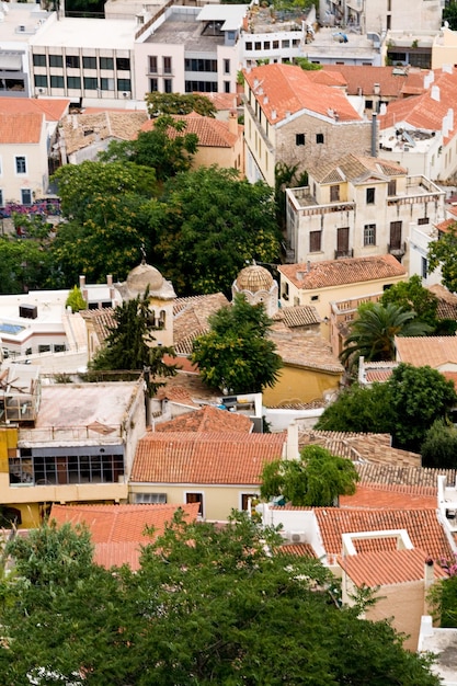 Ancient greek city from above on a sunny day