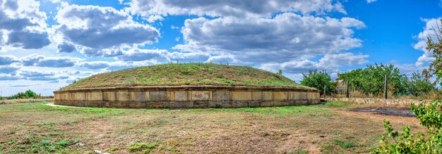 Ancient greek colony olbia on the banks of the southern bug river in ukraine on a cloudy summer day