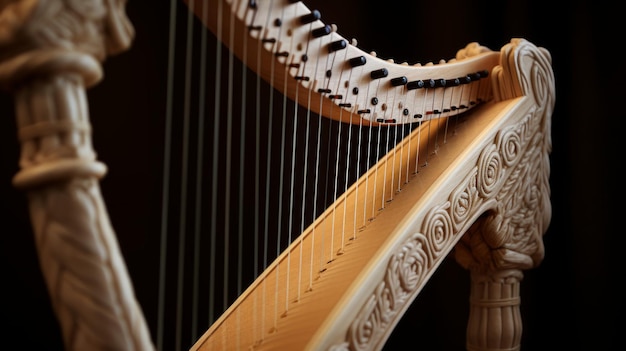 Древнегреческая лира с эфирными нитями ткает воздушные гобелены с музыкой