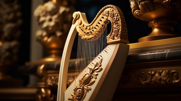 Photo ancient greek lyre with ivory and gold produces celestial harmonies