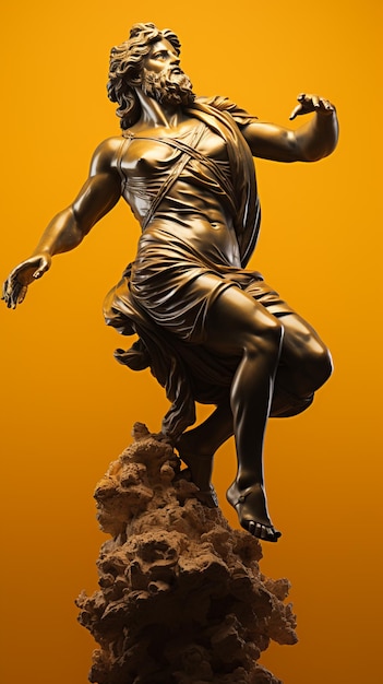 Photo ancient greek statue floating on yellow background