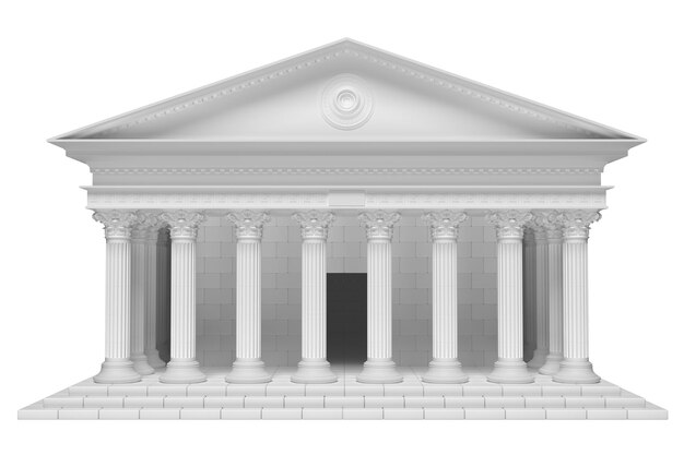 Foto antico tempio greco con colonne isolate su sfondo bianco render 3d