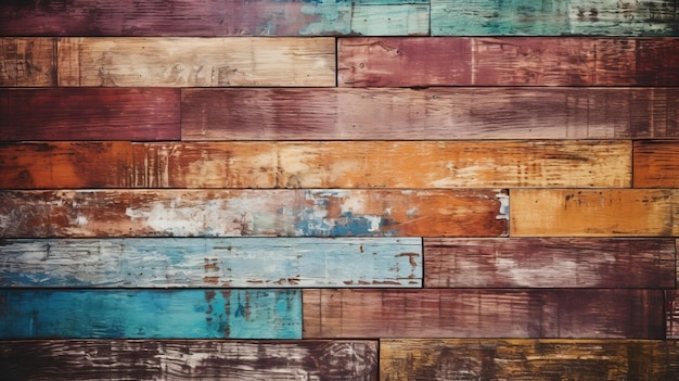 Ancient grungy colorful wood foundation AI Generated