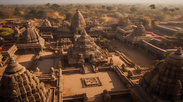 Ancient Indian temples bird eye view