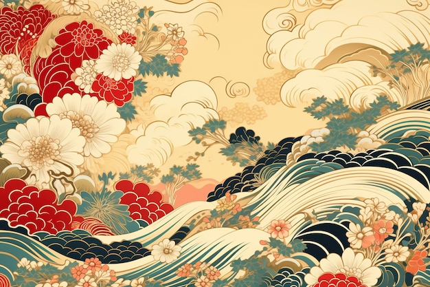 古代日本美術パターン イラスト写真