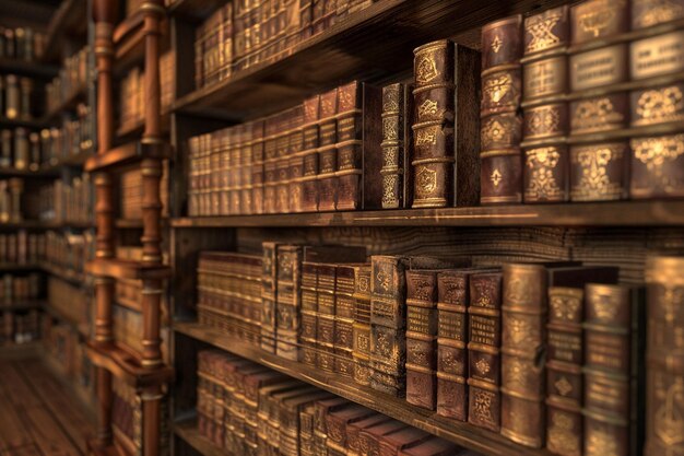 Ancient library with books detailing interracial l