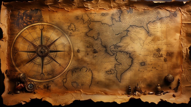 Photo ancient map scroll texture background