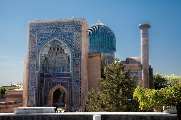 Ancient mausoleum, decorated with mosaics, Gur-Emir, Amir Temur in Samarkand, Uzbekistan, in summer. 30.04.2019