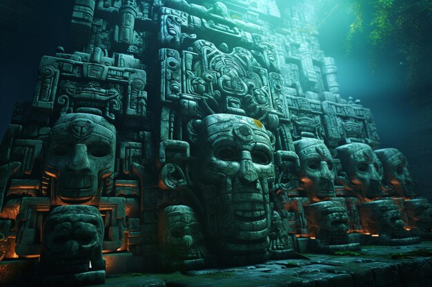 Фото Древние резные изображения майя, изображающие неземную и мифическую фантастику 00078 00