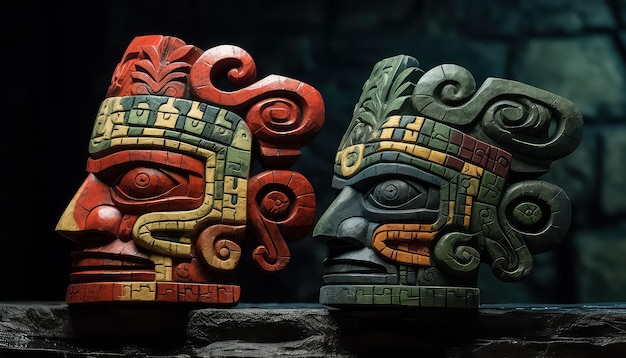 Ancient Mayan statues in Mexico