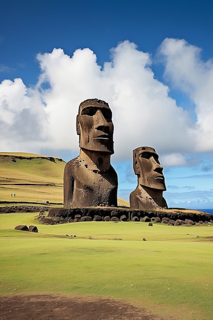 チリのイースター島にある古代のモアイ