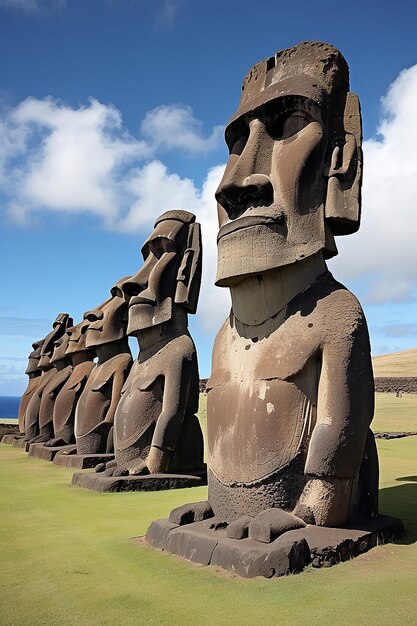 チリのイースター島にある古代のモアイ