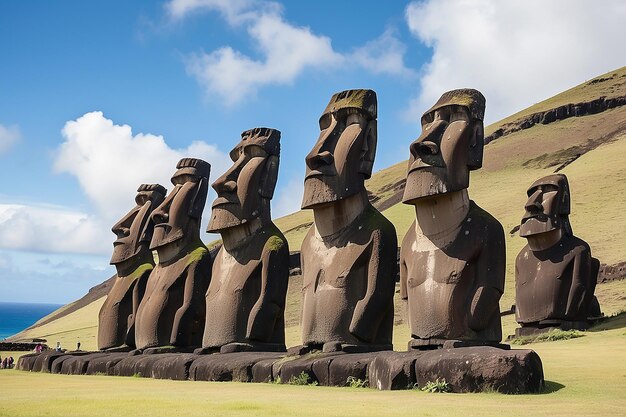 チリのイースター島にある古代のモアイ