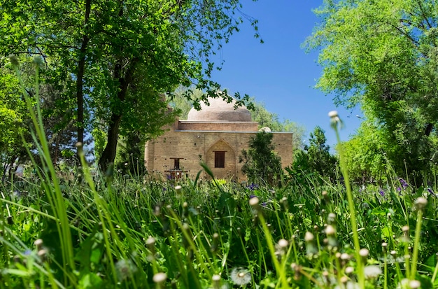 The ancient monument of architecture of the 11th centure mausoleum of karakhan taraz city kazakhstan