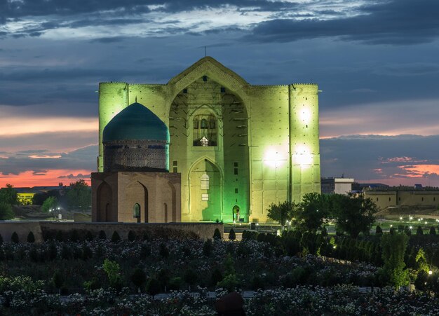 Ancient Mosque at Sunset Mausoleum of Khoja Ahmed Yasawi Turkestan Kazakhstan