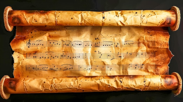 Ancient music scroll with notes