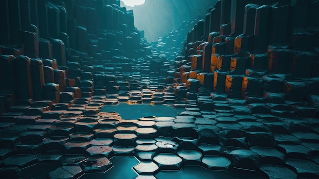 Ancient and Natural Beauty of Hexagonal Basalt Columns A Surreal and Intricate Geological Pattern