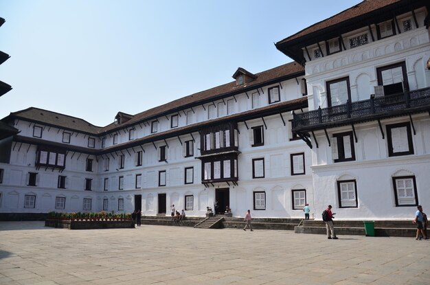 Ancient nepalese architecture building and antique old ruins nepali Nasal Chok Hanuman Dhoka Royal Palace at Basantapur Katmandu Durbar Square Kshetra for travelers people visit in Kathmandu Nepal