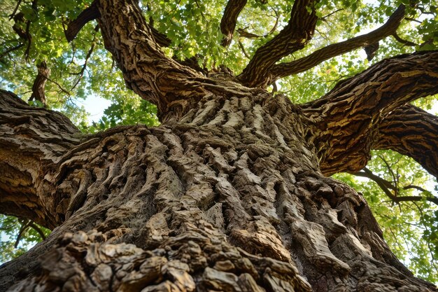 Ancient Oak Tree With Sprawling Textured Bark