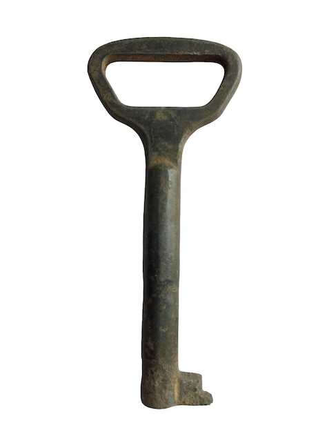 Древний старый ключ, изолированный на белом