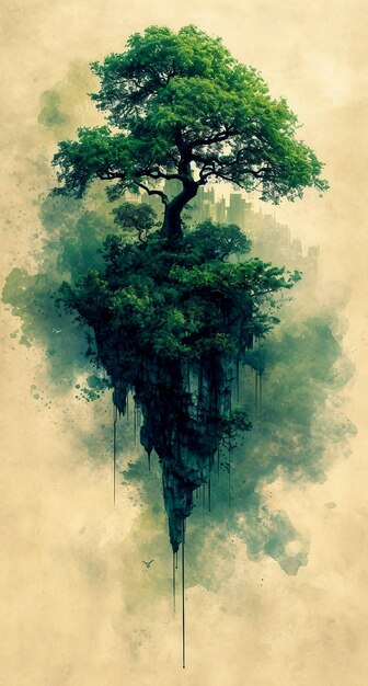 Photo ancient old mystical tree ai generated