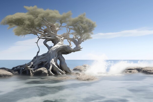 Ancient olive tree by the sea