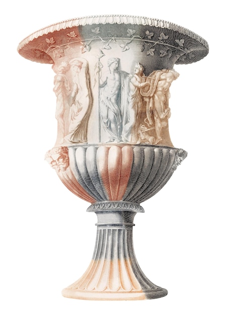 ancient ornamental pot png sticker vintage illustration