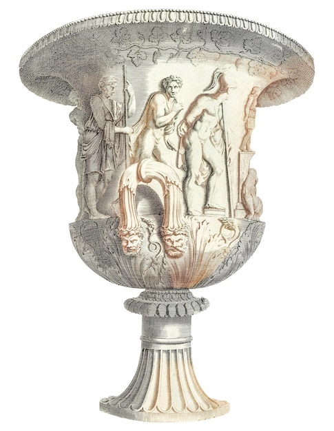 ancient ornamental pot png sticker vintage illustration