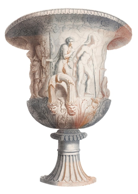 ancient ornamental vase png sticker vintage illustration