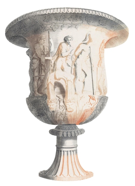 ancient ornamental vase png sticker vintage illustration