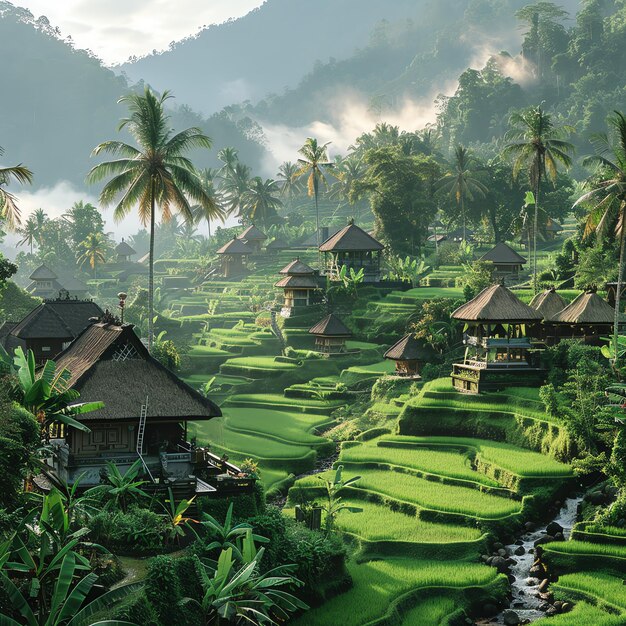 Foto l'antico pura ulun danu bratan besakih o famoso tempio indù e turista nell'isola di bali all'alba