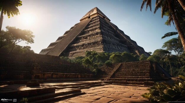 Ancient Pyramid Surrounded by Lush Jungle