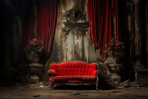 Ancient red sofa