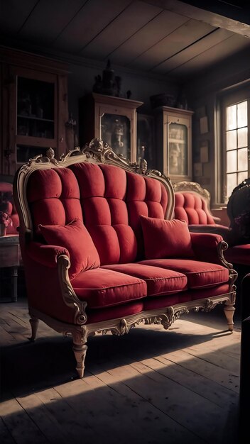 Photo ancient red sofa