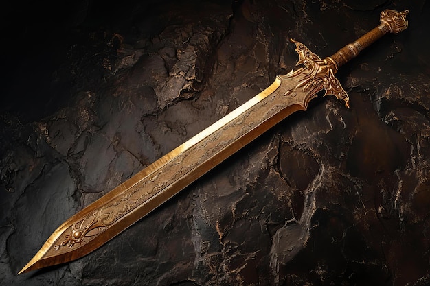 Photo ancient relic sword gold generate ai