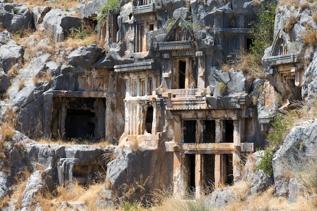 Ancient rock-cut tombs in Myra, Demre, Turkey