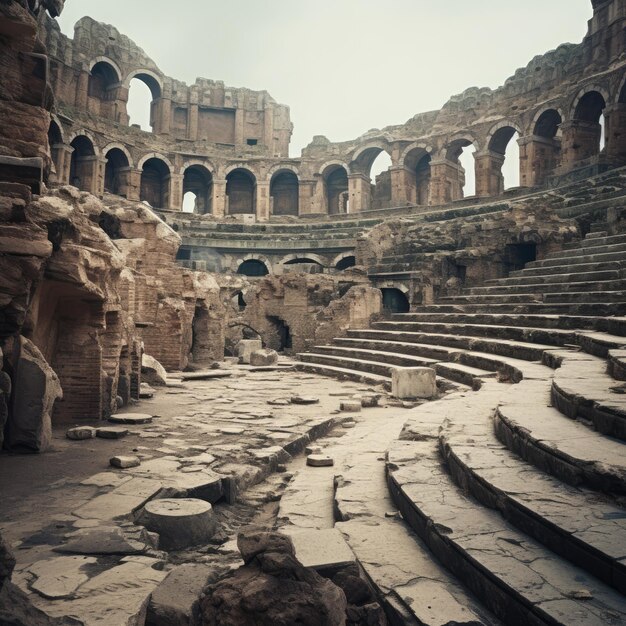 Ancient Roman amphitheater in decay