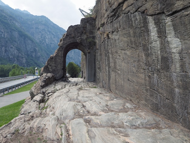 Ancient roman road arch in Donnas