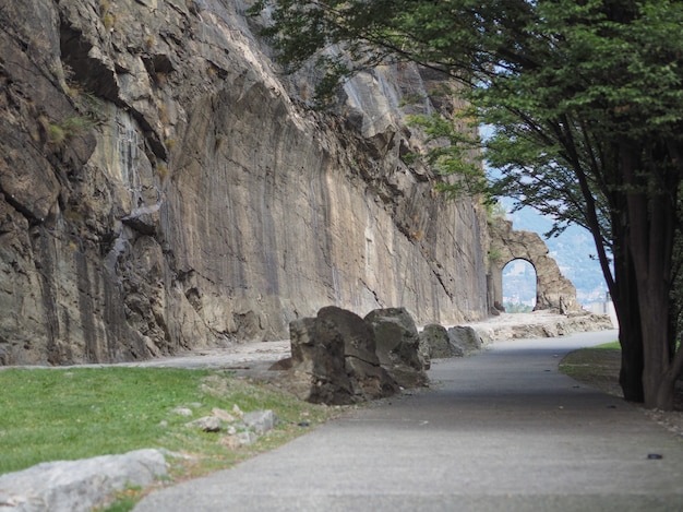 Ancient roman road arch in Donnas