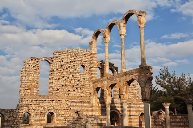 Ancient Roman ruins in Anjar of Lebanon