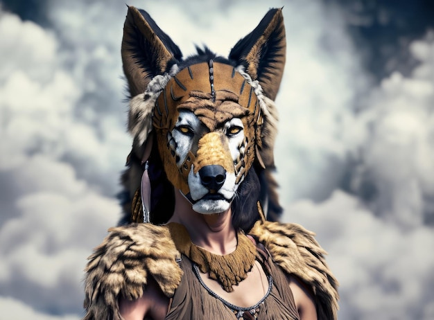写真 狼の頭を持つ古代ローマの戦士