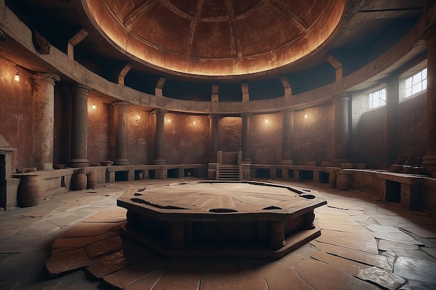 사진 고대 로마 글래디에이터 게임 아레나 게임  내부 모형과 빈 복사 공간