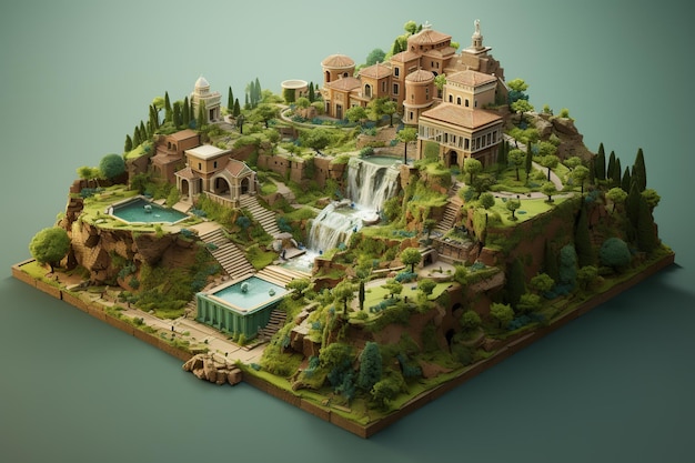 Ancient Rome isometric diorama land plot AI Generated