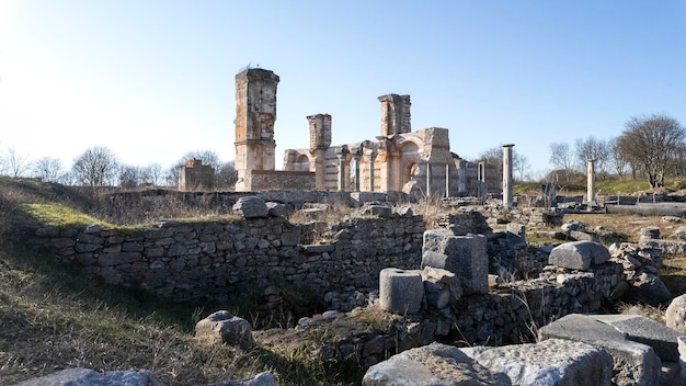 Древние руины в археологическом районе Филиппов, Греция