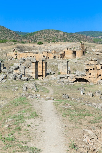 Ancient ruins in Hierapolis, Pamukkale, Turkey.