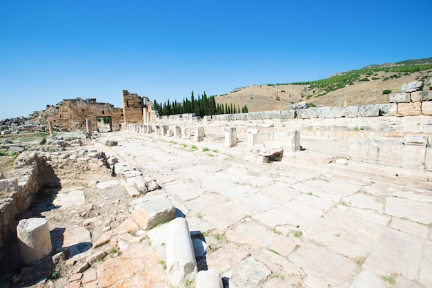 Ancient ruins in Hierapolis Pamukkale Turkey