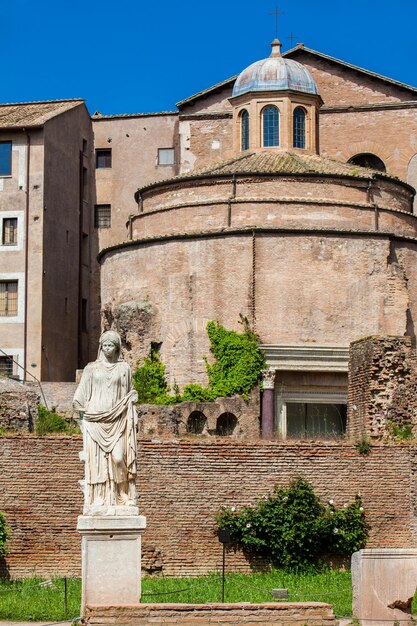 Ancient ruins of the house of the vestal virgins at the roman forum in rome