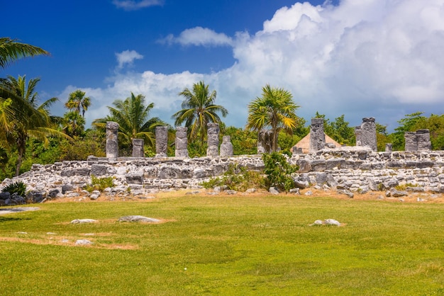 Ancient ruins of Maya in El Rey Archaeological Zone near Cancun Yukatan Mexico